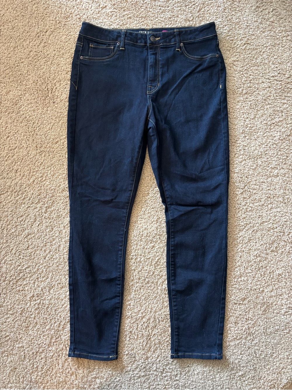 Faith Jeans High Rise "Don't Lose Faith" Dark Blue Skinny Jeans Denim Stretch 12